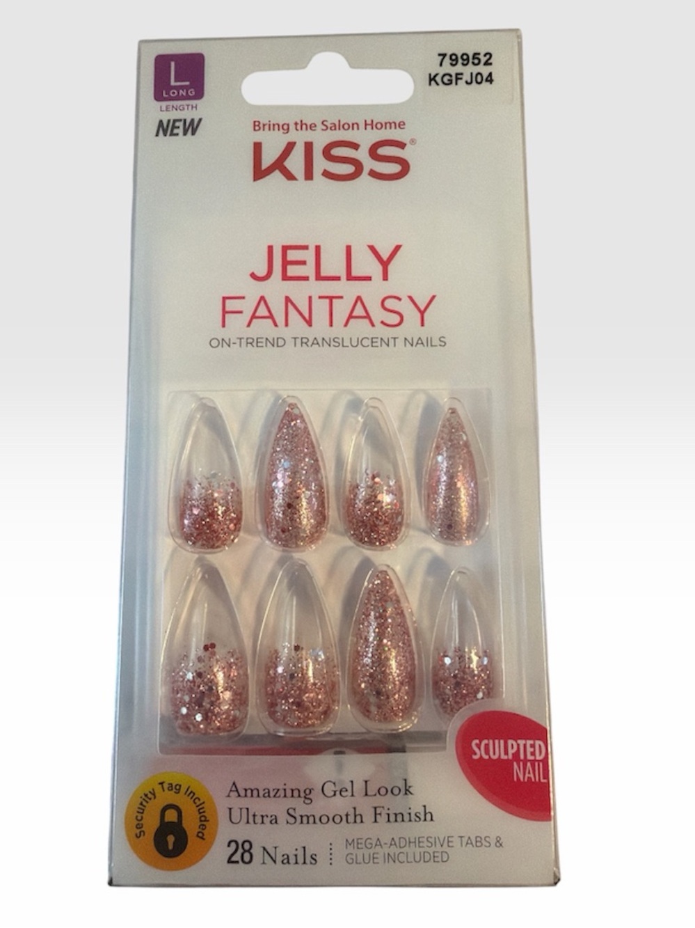 Kiss Jelly Fantasy Press-On Nails - Rose Pink Glitter